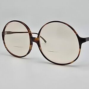 Viva Tortoise Round Oversized Vintage Eyeglasses Frame Italy 54-18-128